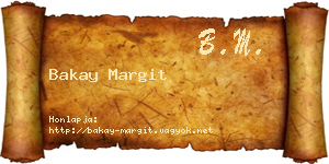 Bakay Margit névjegykártya